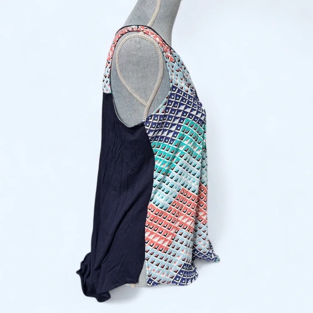 DR2 Boho Geometric Tank Top Sleeveless Navy‎ Coral Teal Size M Festival Summer - Picture 5 of 9